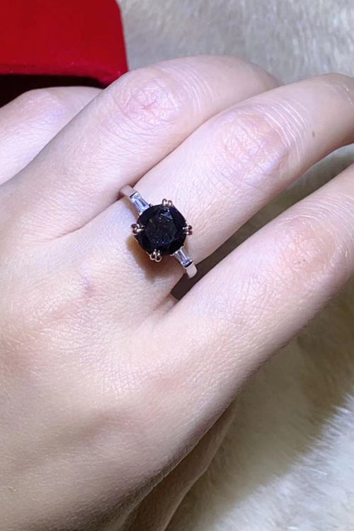 2 Carat Black Moissanite Platinum-Plated Ring-Teresa's Fashionista LLC