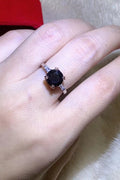 2 Carat Black Moissanite Platinum-Plated Ring-Teresa's Fashionista LLC