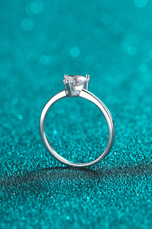 925 Sterling Silver Heart-Shaped Moissanite Solitaire Ring-Teresa's Fashionista LLC