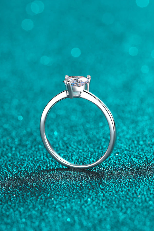 925 Sterling Silver Heart-Shaped Moissanite Solitaire Ring-Teresa's Fashionista LLC