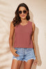 Buttoned Cutout Ribbed Trim Knit Tank-Teresa's Fashionista LLC