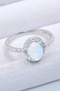 925 Sterling Silver Natural Moonstone Halo Ring-Teresa's Fashionista LLC