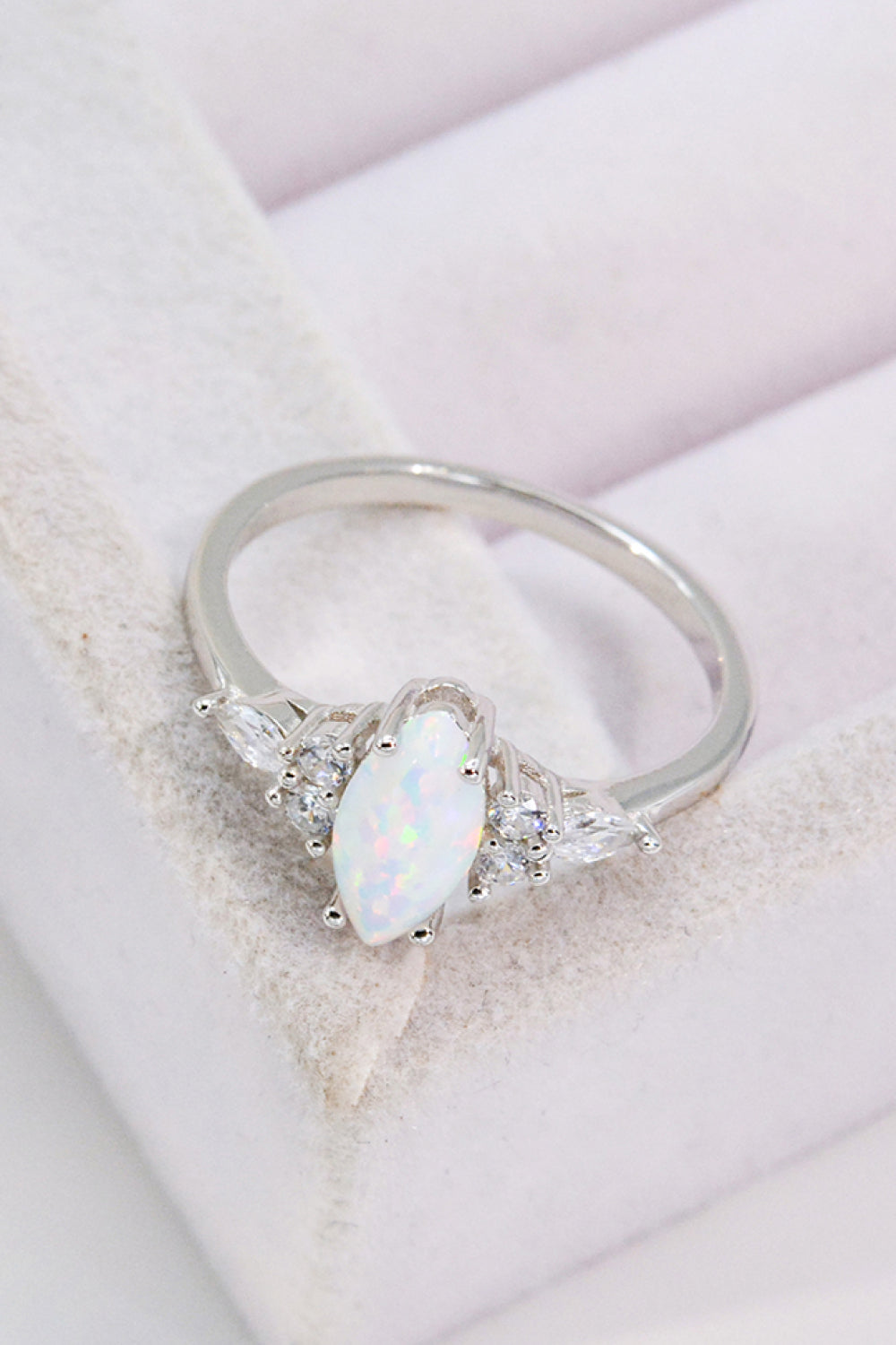Opal and Zircon Platinum-Plated Ring-Teresa&#39;s Fashionista LLC