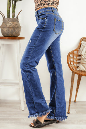 Ripped Frayed Hem Jeans-Teresa's Fashionista LLC