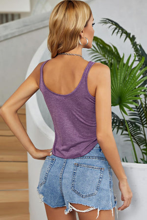 Curved Hem Round Neck Tank-Teresa's Fashionista LLC