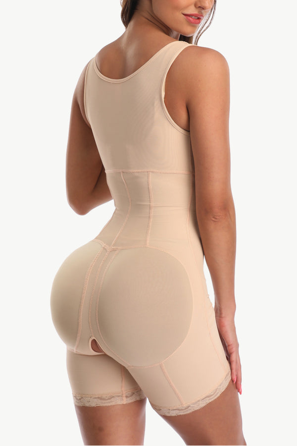 Full Size Zip-Up Lace Detail Shapewear-Teresa's Fashionista LLC