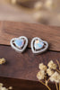 925 Sterling Silver Opal Heart Stud Earrings-Teresa's Fashionista LLC