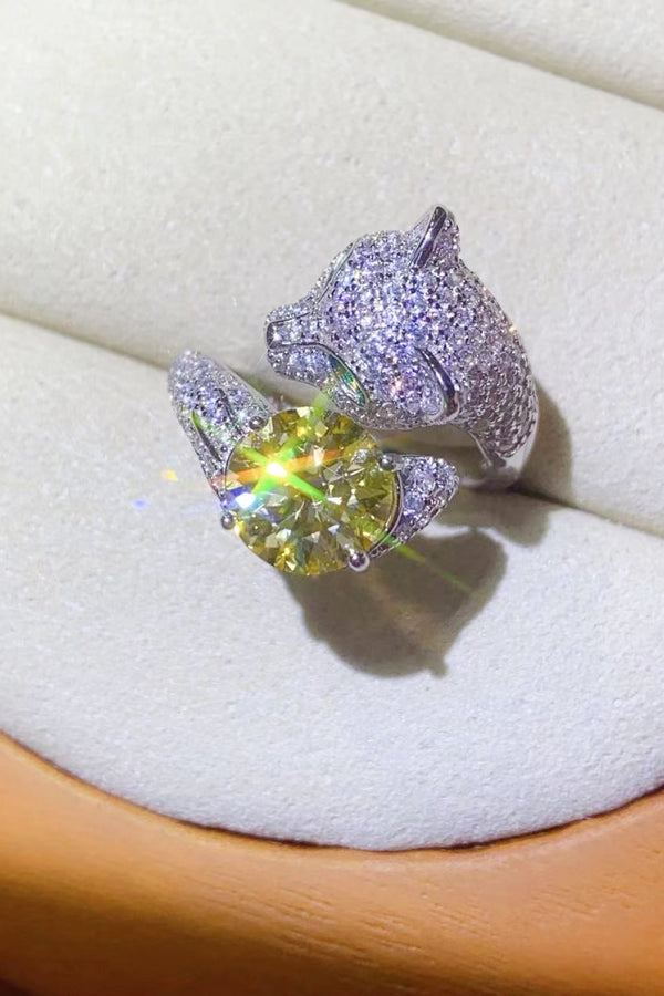 2 Carat Yellow Moissanite Animal Bypass Ring-Teresa's Fashionista LLC