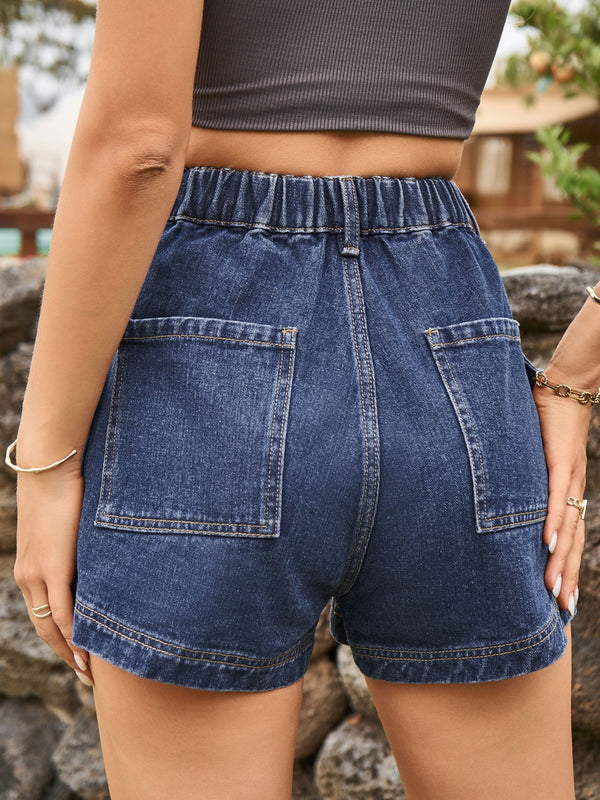 High Waist Denim Shorts with Pockets-Teresa's Fashionista LLC