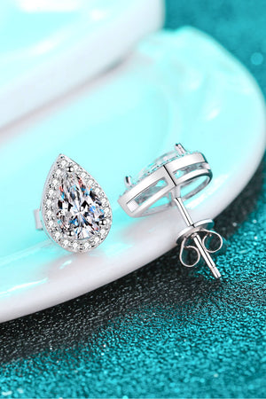 Moissanite Teardrop Stud Earrings-Teresa's Fashionista LLC
