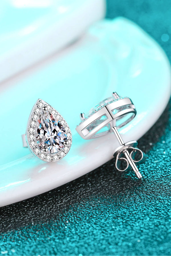 Moissanite Teardrop Stud Earrings-Teresa's Fashionista LLC