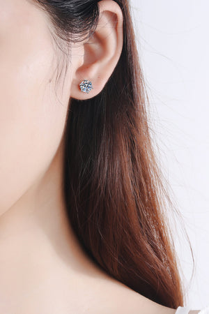 925 Sterling Silver 6-Prong 2 Carat Moissanite Stud Earrings-Teresa's Fashionista LLC