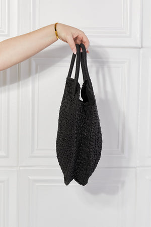 Justin Taylor Beach Date Straw Rattan Handbag in Black-Teresa's Fashionista LLC