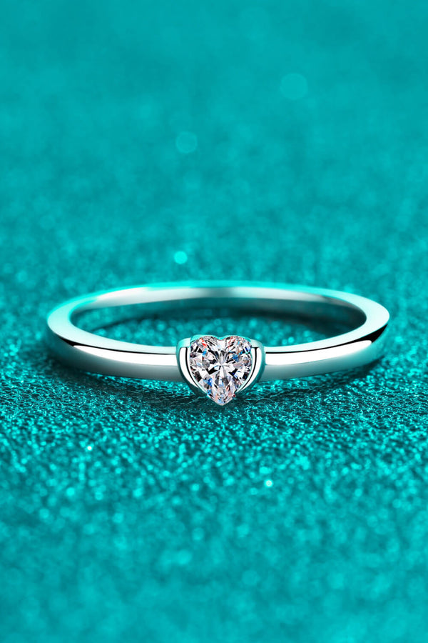 Heart-Shaped Moissanite Solitaire Ring-Teresa's Fashionista LLC