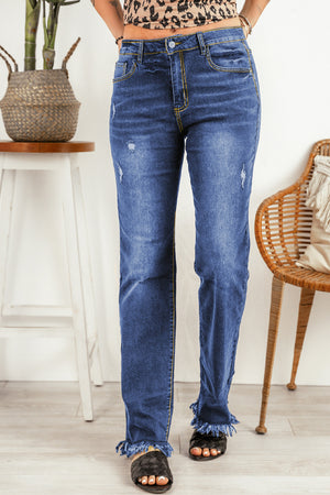 Ripped Frayed Hem Jeans-Teresa's Fashionista LLC