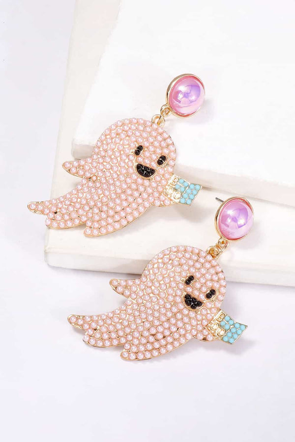 Ghost Shape Synthetic Pearl Dangle Earrings-Teresa's Fashionista LLC