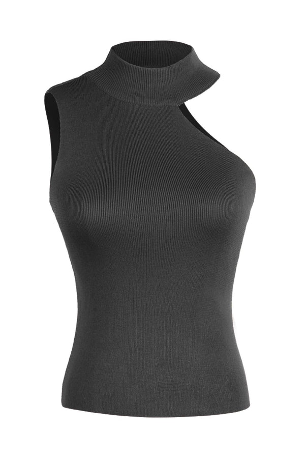 Asymmetrical Sleeveless Rib-Knit Top-Teresa's Fashionista LLC