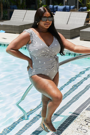 Marina West Swim Full Size Float On Ruffle Faux Wrap One-Piece in Black-Teresa's Fashionista LLC