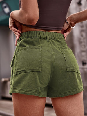 High Waist Denim Shorts with Pockets-Teresa's Fashionista LLC