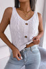 Decorative Button Mixed Knit Tank-Teresa's Fashionista LLC