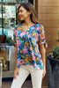 Petal Dew Full Size Floral V-Neck Tie Detail Blouse-Teresa's Fashionista LLC