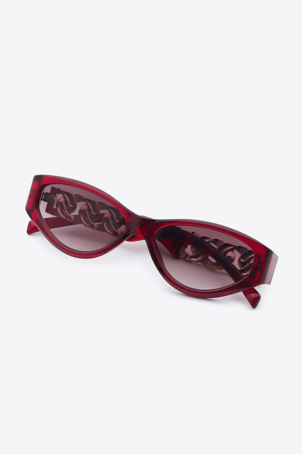 Chain Detail Temple Cat Eye Sunglasses-Teresa's Fashionista LLC
