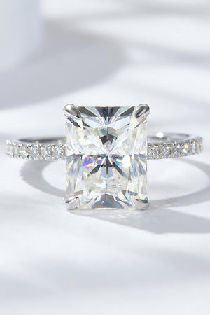 4 Carat Moissanite 4-Prong Side Stone Ring-Teresa's Fashionista LLC