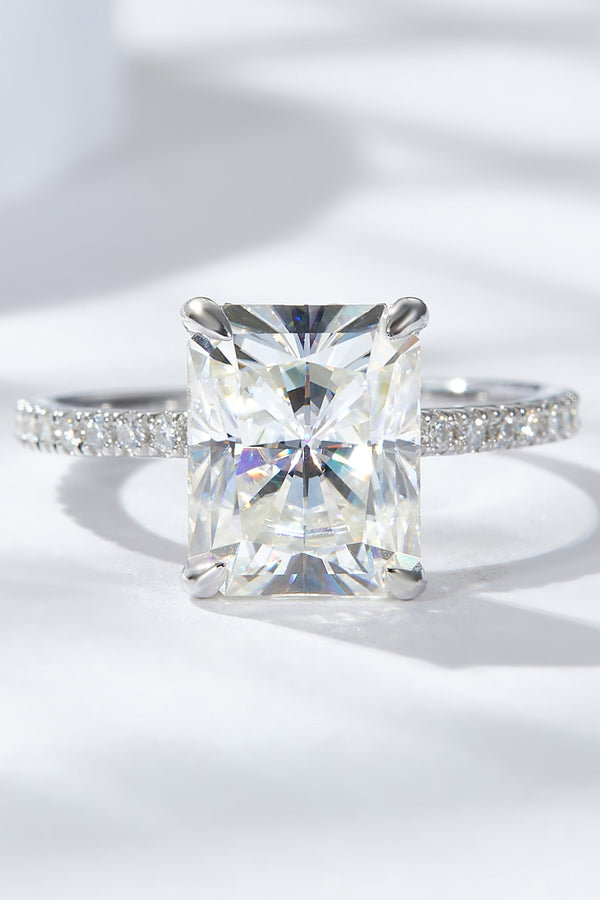 4 Carat Moissanite 4-Prong Side Stone Ring-Teresa's Fashionista LLC