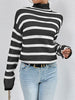 Striped Turtleneck Long Sleeve Sweater-Teresa's Fashionista LLC