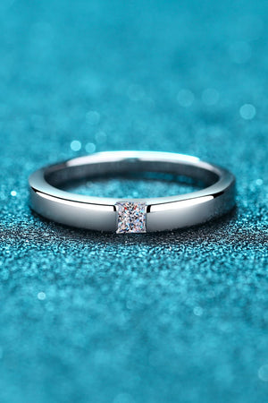 Inlaid Moissanite Rhodium-Plated Ring-Teresa's Fashionista LLC