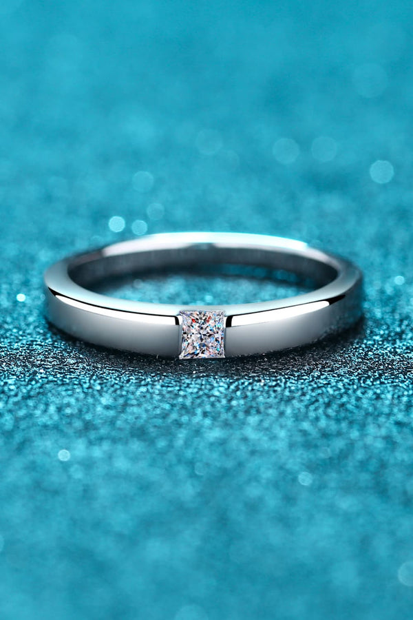 Inlaid Moissanite Rhodium-Plated Ring-Teresa's Fashionista LLC