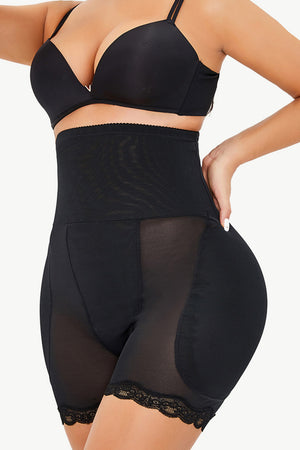 Full Size Lace Trim Pull-On Lifting Shaping Shorts-Teresa's Fashionista LLC
