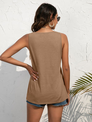 Decorative Button Scoop Neck Tank-Teresa's Fashionista LLC