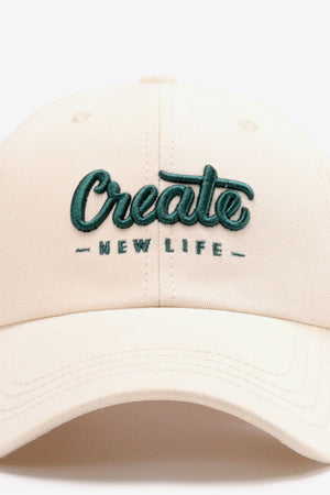 CREATE NEW LIFE Adjustable Cotton Baseball Cap-Teresa's Fashionista LLC