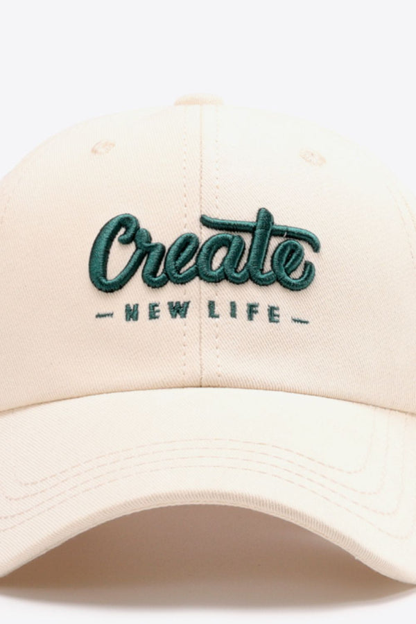 CREATE NEW LIFE Adjustable Cotton Baseball Cap-Teresa's Fashionista LLC