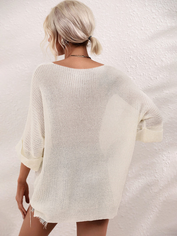 Boat Neck Cuffed Sleeve Slit Tunic Knit Top-Teresa's Fashionista LLC