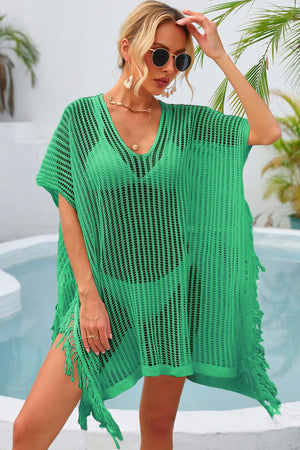 Fringe Trim Openwork Cover Up-Teresa's Fashionista LLC