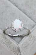 Opal 925 Sterling Silver Halo Ring-Teresa's Fashionista LLC