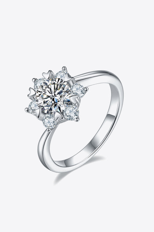 1 Carat Moissanite 925 Sterling Silver Cluster Ring-Teresa's Fashionista LLC