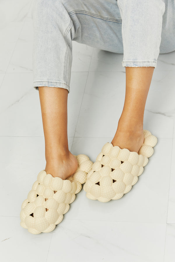 NOOK JOI Laid Back Bubble Slides in Khaki-Teresa's Fashionista LLC