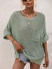 Boat Neck Cuffed Sleeve Slit Tunic Knit Top-Teresa's Fashionista LLC