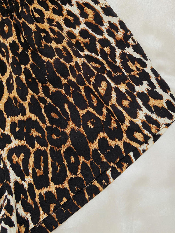 Leopard Lip Graphic Top and Shorts Lounge Set-Teresa's Fashionista LLC