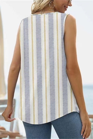 Printed Square Neck Curved Hem Tank-Teresa's Fashionista LLC