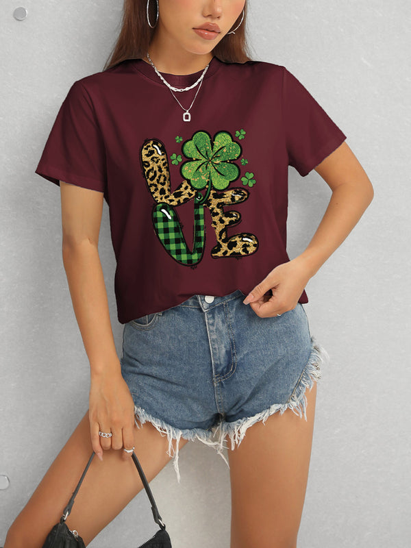 LOVE Round Neck Short Sleeve T-Shirt-Teresa's Fashionista LLC