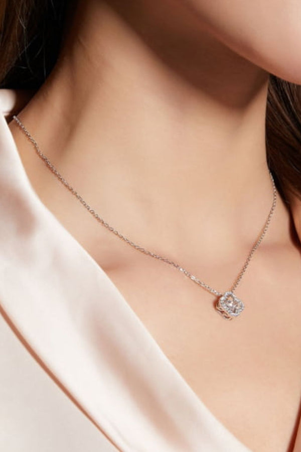 Moissanite Four Leaf Clover Pendant Necklace-Teresa's Fashionista LLC