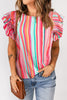 Printed Round Neck Butterfly Sleeve Top-Teresa's Fashionista LLC