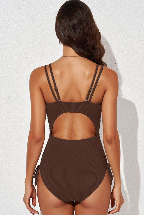 Tied Cutout Plunge One-Piece Swimsuit-Teresa's Fashionista LLC