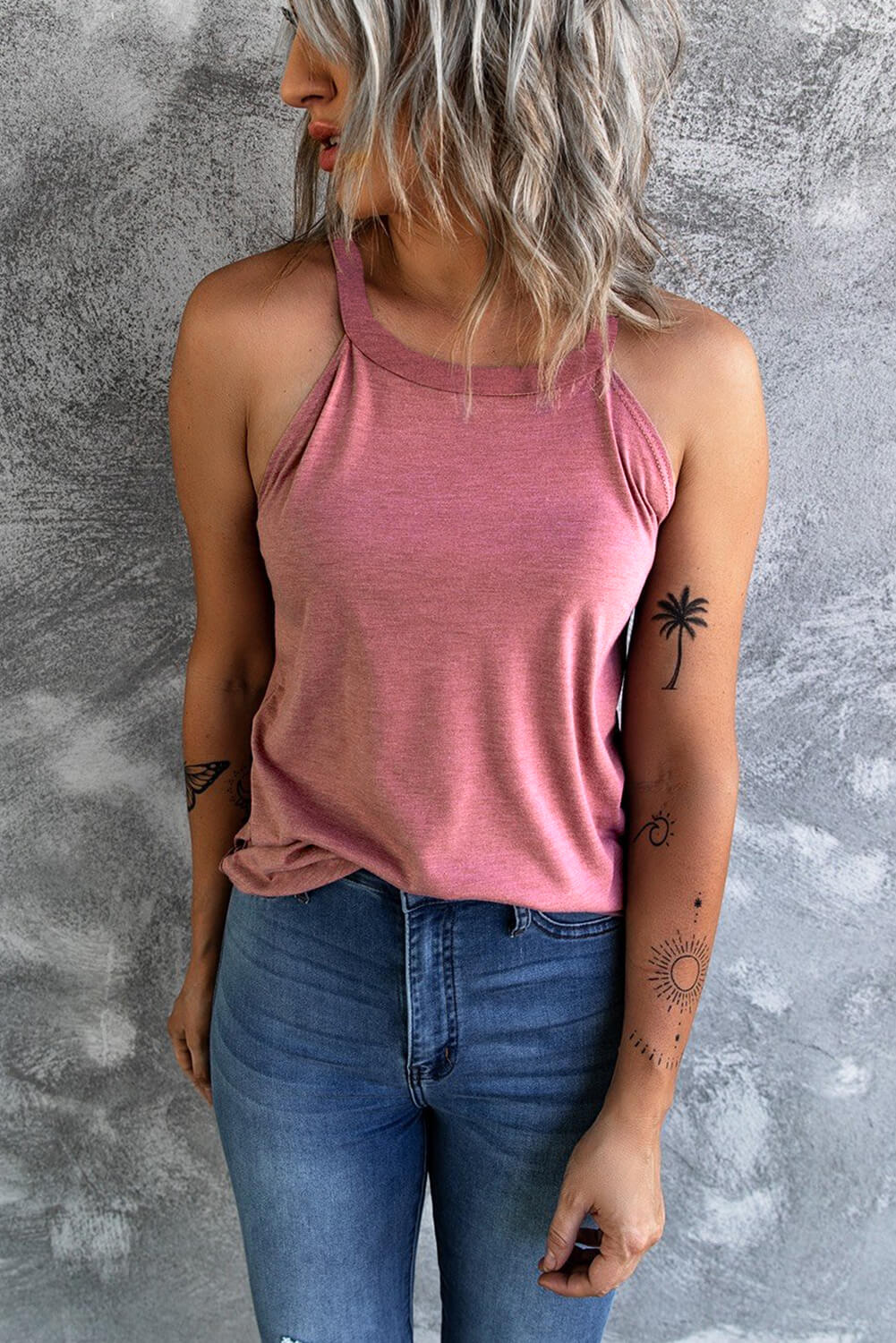 Curved Hem Grecian Tank Top-Teresa&#39;s Fashionista LLC