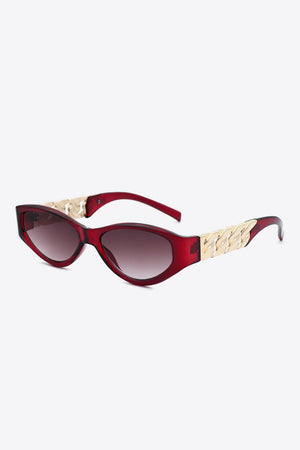 Chain Detail Temple Cat Eye Sunglasses-Teresa's Fashionista LLC