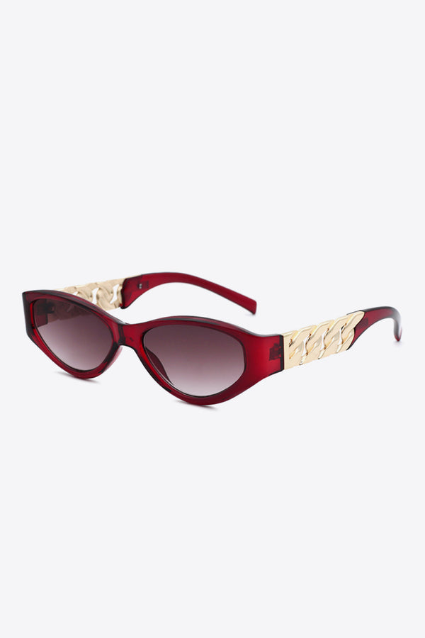 Chain Detail Temple Cat Eye Sunglasses-Teresa's Fashionista LLC